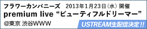 2013年1月23日（水）開催フラワーカンパニーズpremium live “ビューティフルドリーマー”＠東京 渋谷WWW USTREAM生配信決定！！